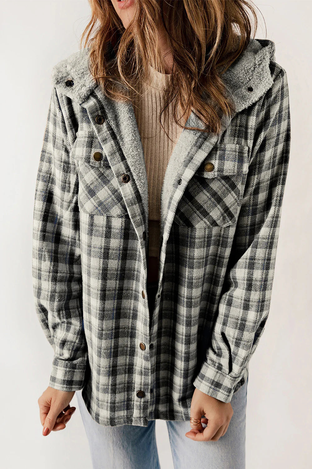 Teddy Plaid Flannel Jacket